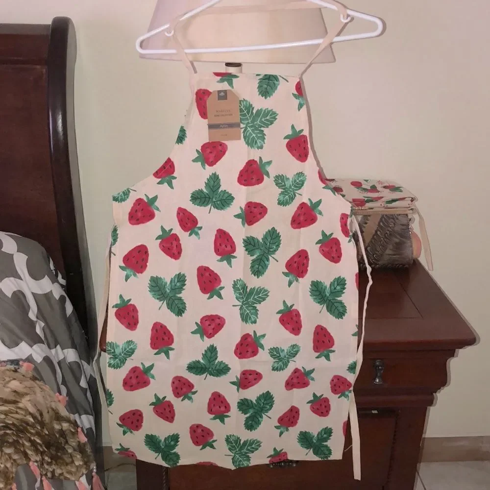 Mabelle Home Collection Strawberry Print Cotton Apron